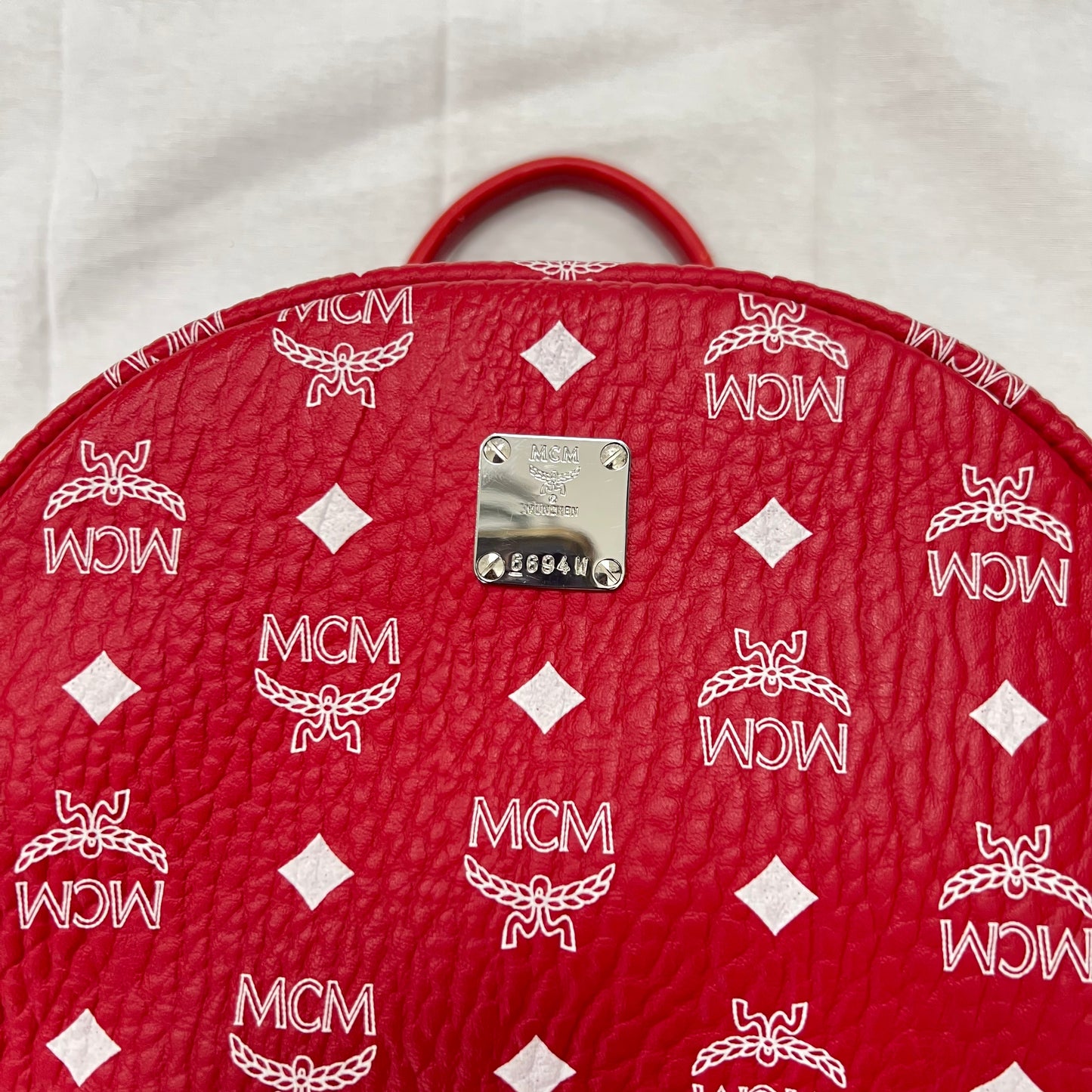 MCM Stark Side Studs Backpack 'Visetos Monogram Candy Red' (Pre-Owned)
