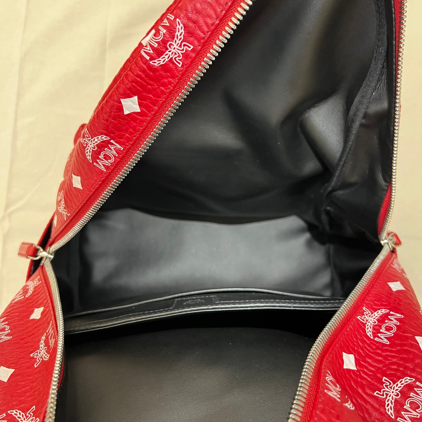 MCM Stark Side Studs Backpack 'Visetos Monogram Candy Red' (Pre-Owned)
