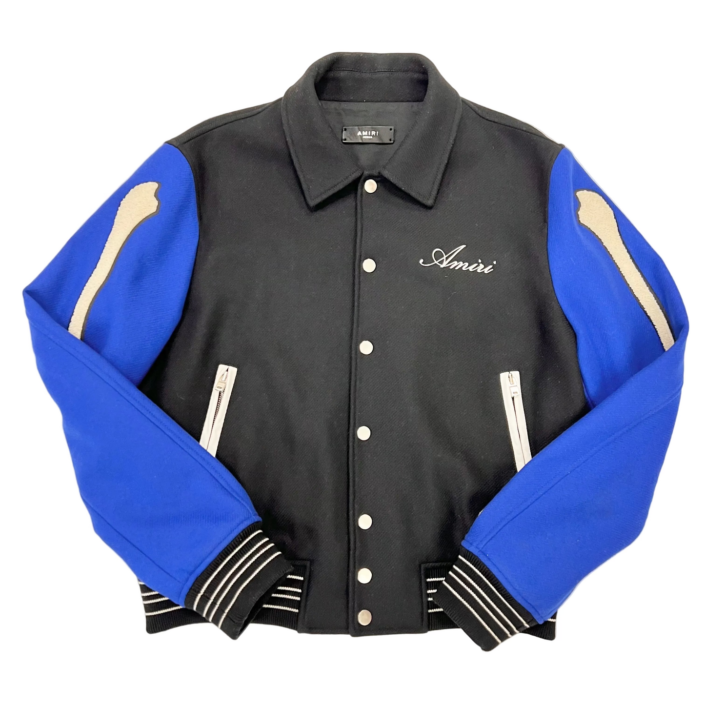 Amiri Bones Varsity Jacket 'Black/Blue' (Pre-Owned)