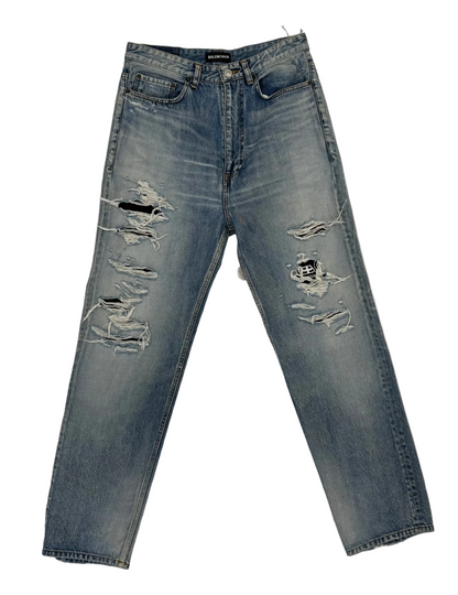 Balenciaga Distressed Straight-Leg Jeans ‘Blue’ (Pre-Owned)