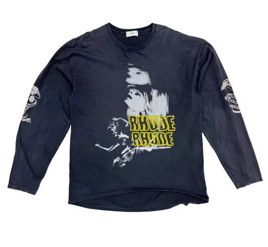 Rhude Graphic Sleeve T-Shirt 'Washed Grey' (Pre-owned)