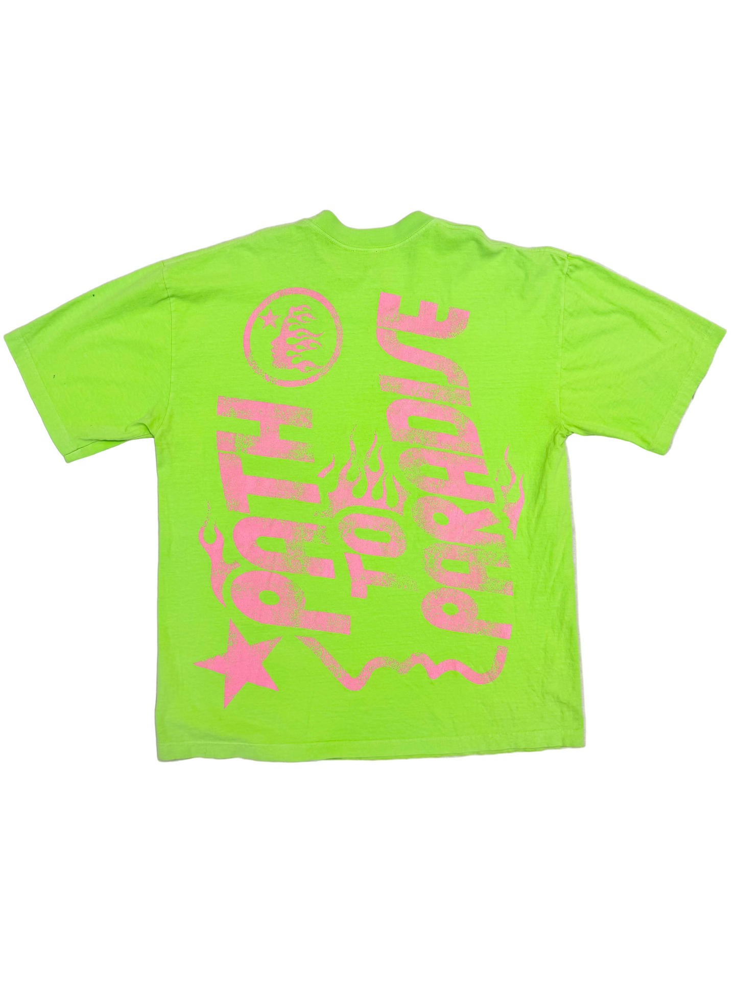 Hellstar Studios Jesus Emblem T-Shirt 'Neon Green/Pink' (Pre-Owned)