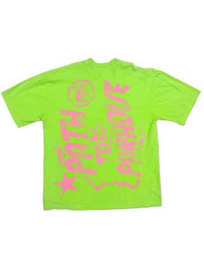 Hellstar Studios Jesus Emblem T-Shirt 'Neon Green/Pink' (Pre-Owned)