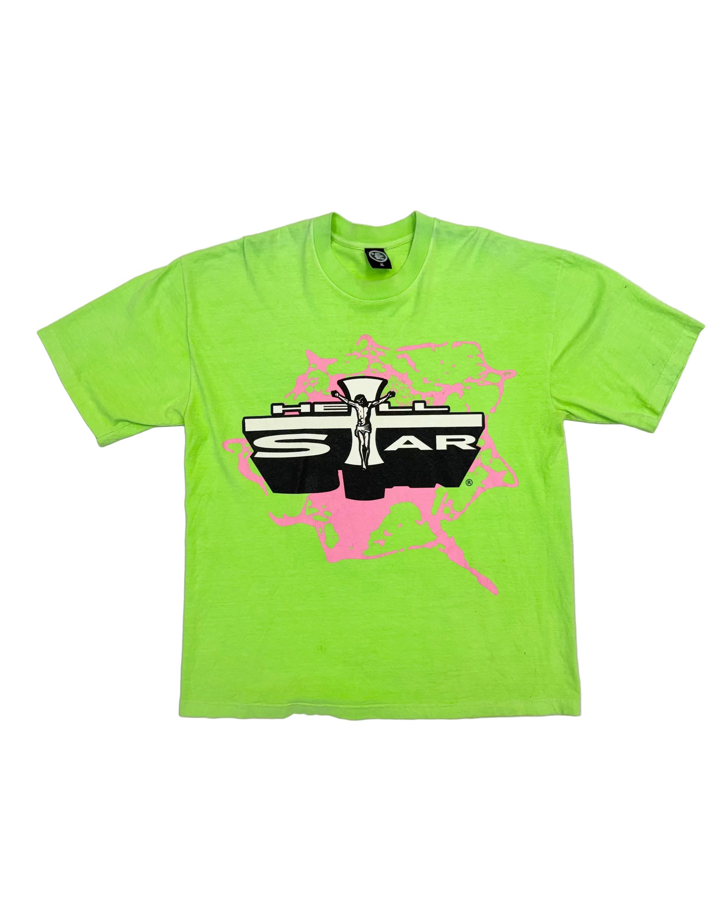 Hellstar Studios Jesus Emblem T-Shirt 'Neon Green/Pink' (Pre-Owned)