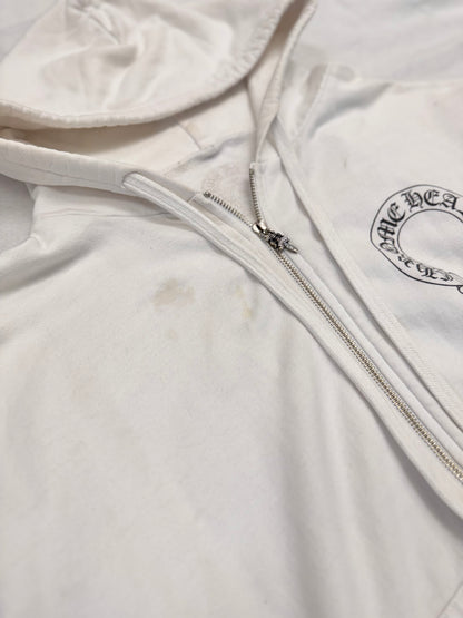 Chrome Hearts Horseshoe Logo Zip-Up Hoodie 'White/Black' (Pre-Owned)