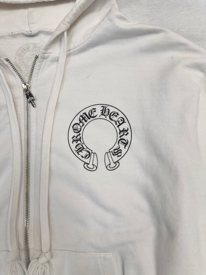 Chrome Hearts Horseshoe Logo Zip-Up Hoodie 'White/Black' (Pre-Owned)
