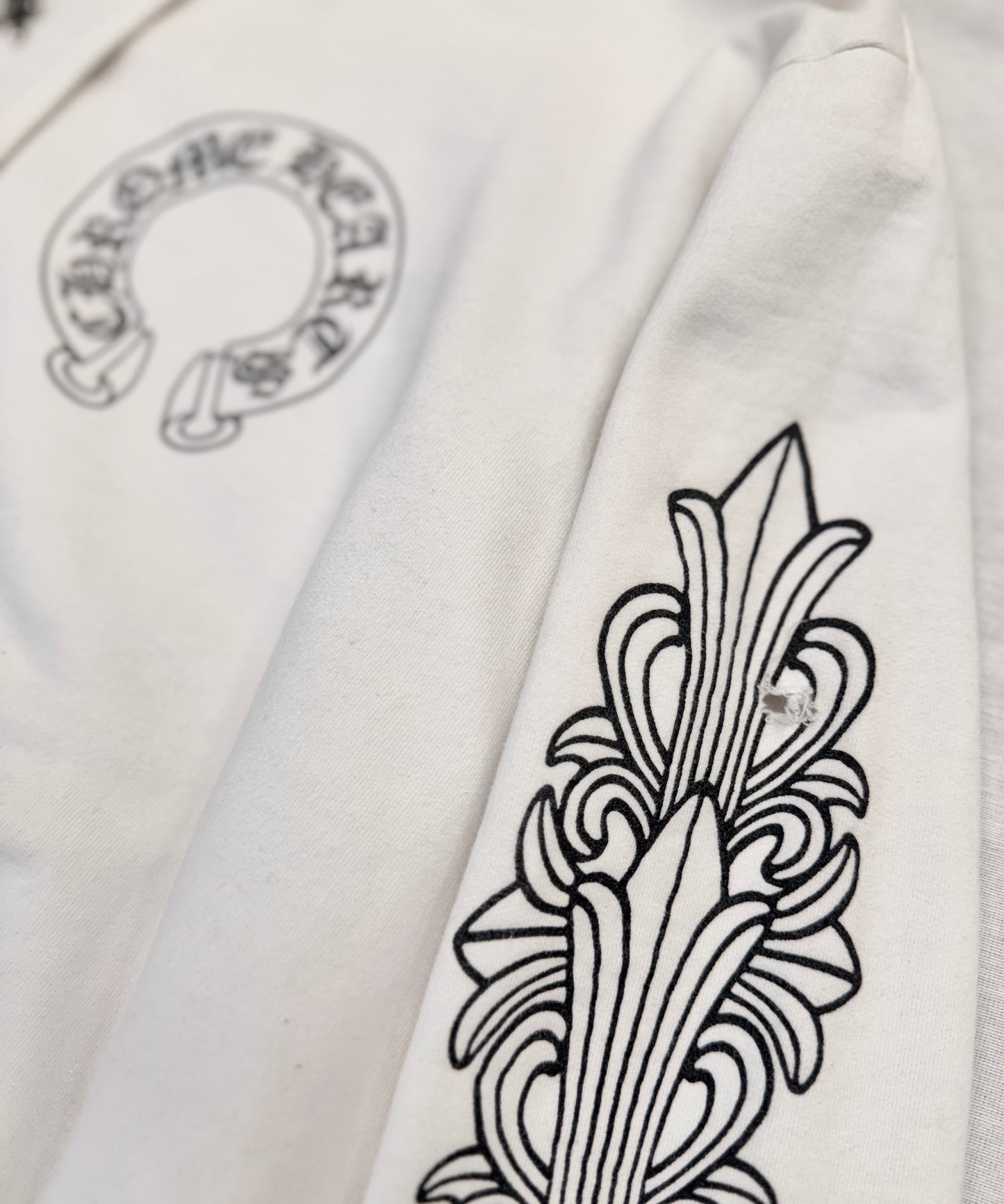 Chrome Hearts Horseshoe Logo Zip-Up Hoodie 'White/Black' (Pre-Owned)