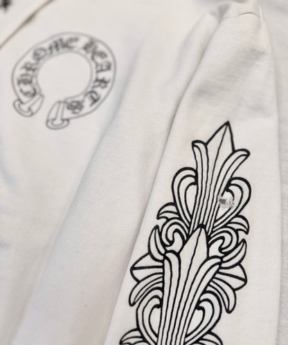 Chrome Hearts Horseshoe Logo Zip-Up Hoodie 'White/Black' (Pre-Owned)