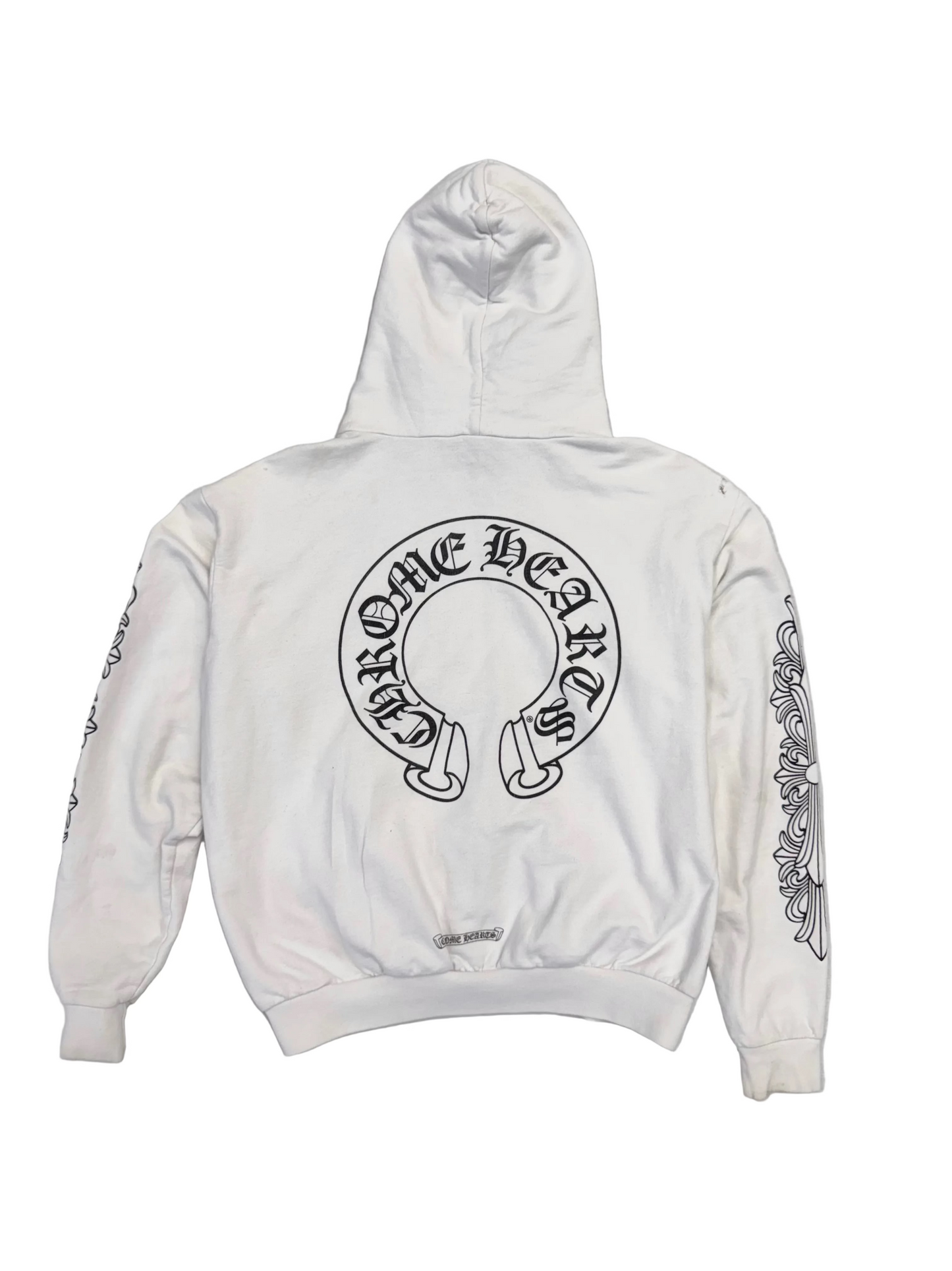 Chrome Hearts Horseshoe Logo Zip-Up Hoodie 'White/Black' (Pre-Owned)