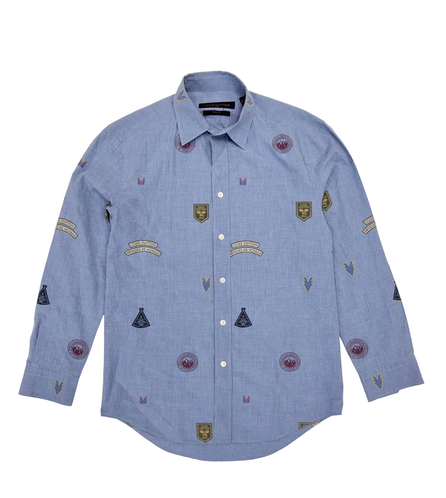 Louis Vuitton Regular Fit Classic Shirt With Stamps 'Blue' (Pre-Owned)