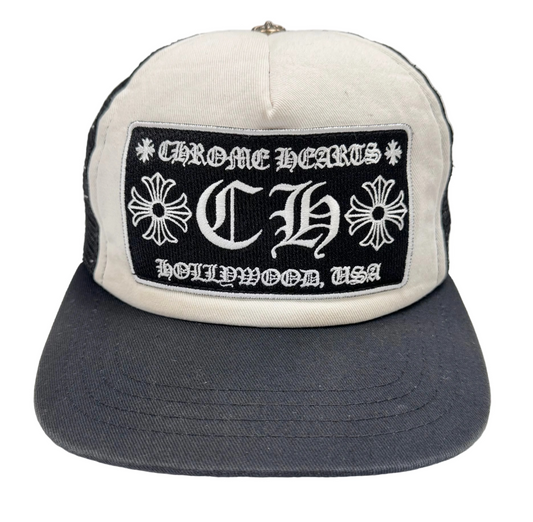 Chrome Hearts CH Hollywood Trucker Hat 'Black/White' (Pre-Owned)