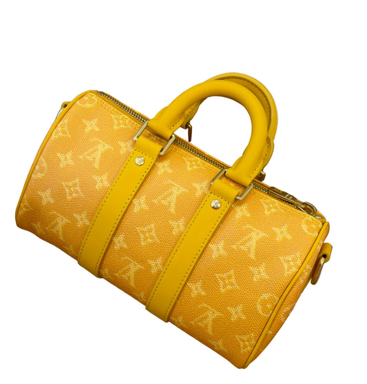 Louis Vuitton Keepall 25 Leather Crossbody Yellow Bag