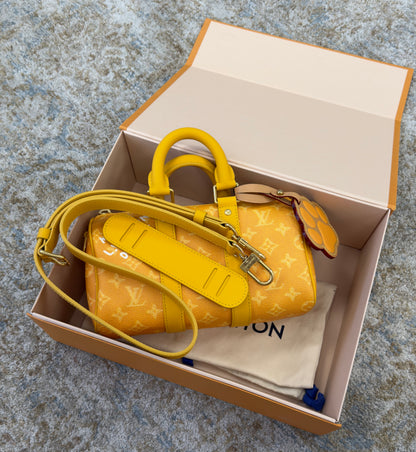 Louis Vuitton Keepall 25 Leather Crossbody Yellow Bag