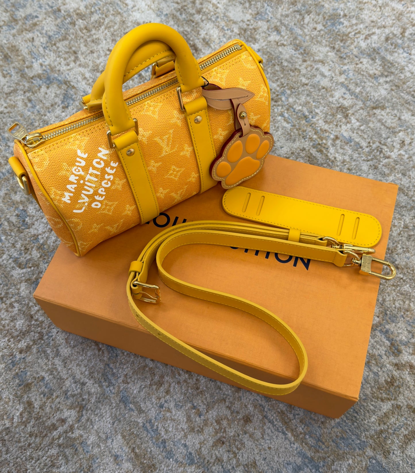 Louis Vuitton Keepall 25 Leather Crossbody Yellow Bag