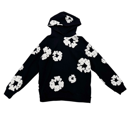 Denim Tears Cotton Wreath Hoodie 'Black/White' (Pre-Owned)