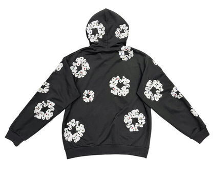 Denim Tears Rhinestone Wreath Zip Up Hoodie 'Vintage Black' (Pre-Owned)