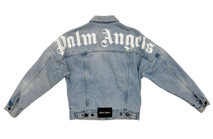 Palm Angels Logo Over Denim Jacket 'Blue/White' (Pre-Owned)
