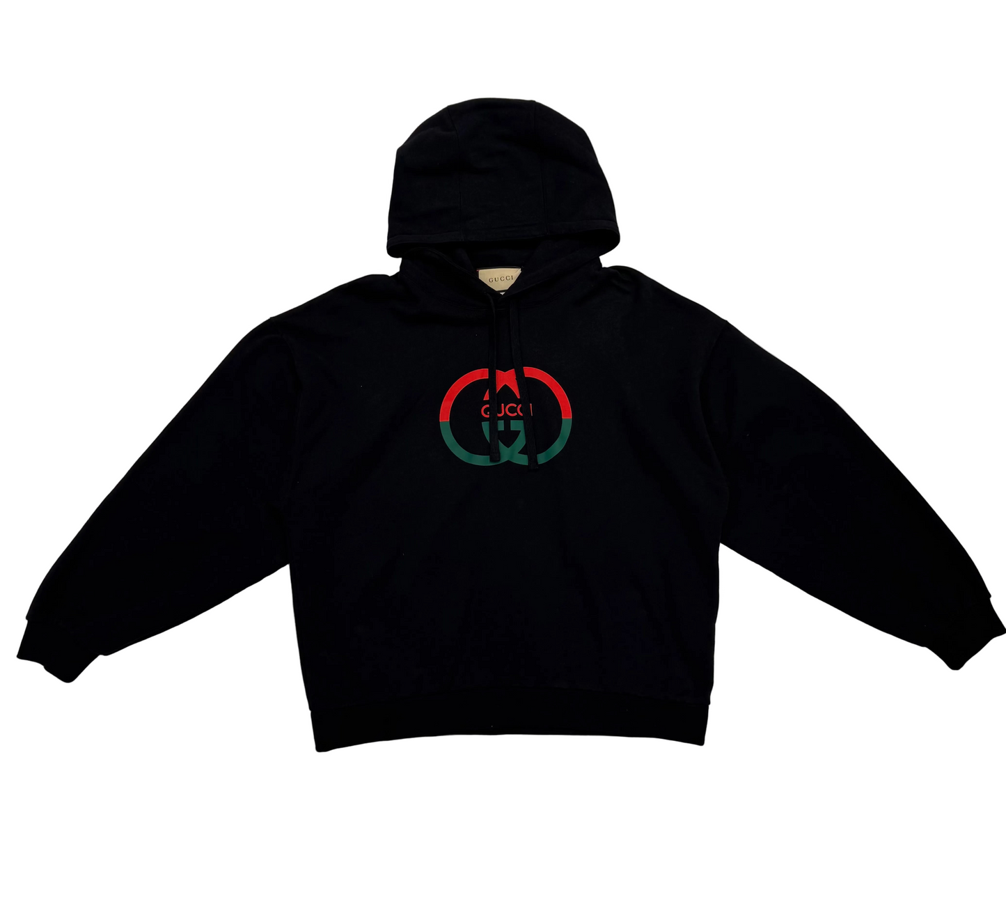 Gucci Logo-Print Relaxed-Fit Hoodie 'Black' (Pre-Owned)