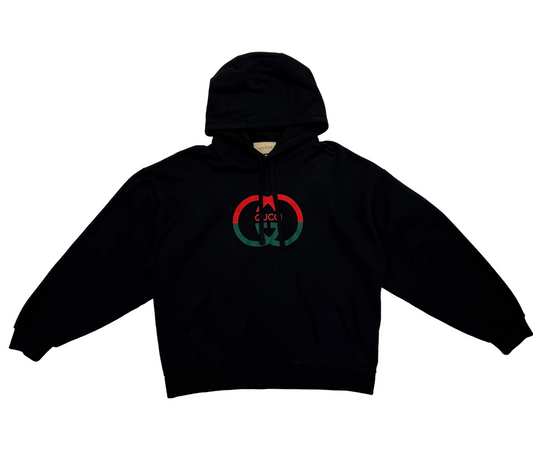 Gucci Logo-Print Relaxed-Fit Hoodie 'Black' (Pre-Owned)