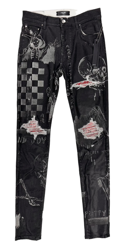 Amiri Art Patch Bandana Skinny Jeans 'Black'