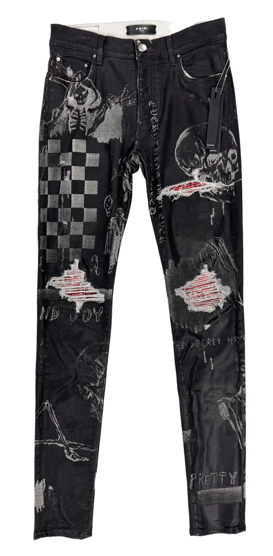 Amiri Art Patch Bandana Skinny Jeans 'Black'