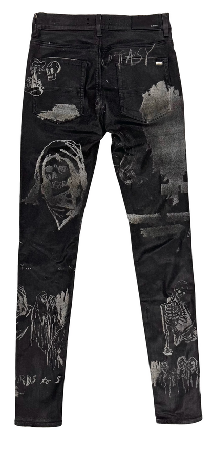 Amiri Art Patch Bandana Skinny Jeans 'Black'