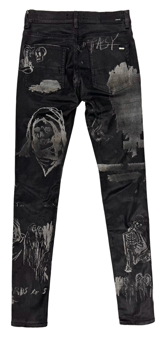 Amiri Art Patch Bandana Skinny Jeans 'Black'