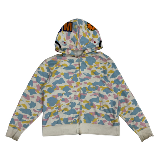 A Bathing Ape Multi Camo shark Relaxed Full Zip Hoodie (Pre-Owned)