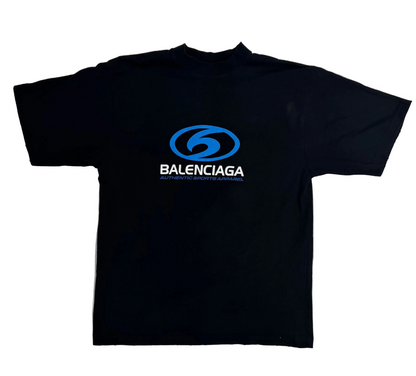 Balenciaga Black & Blue Surfer Logo T-Shirt