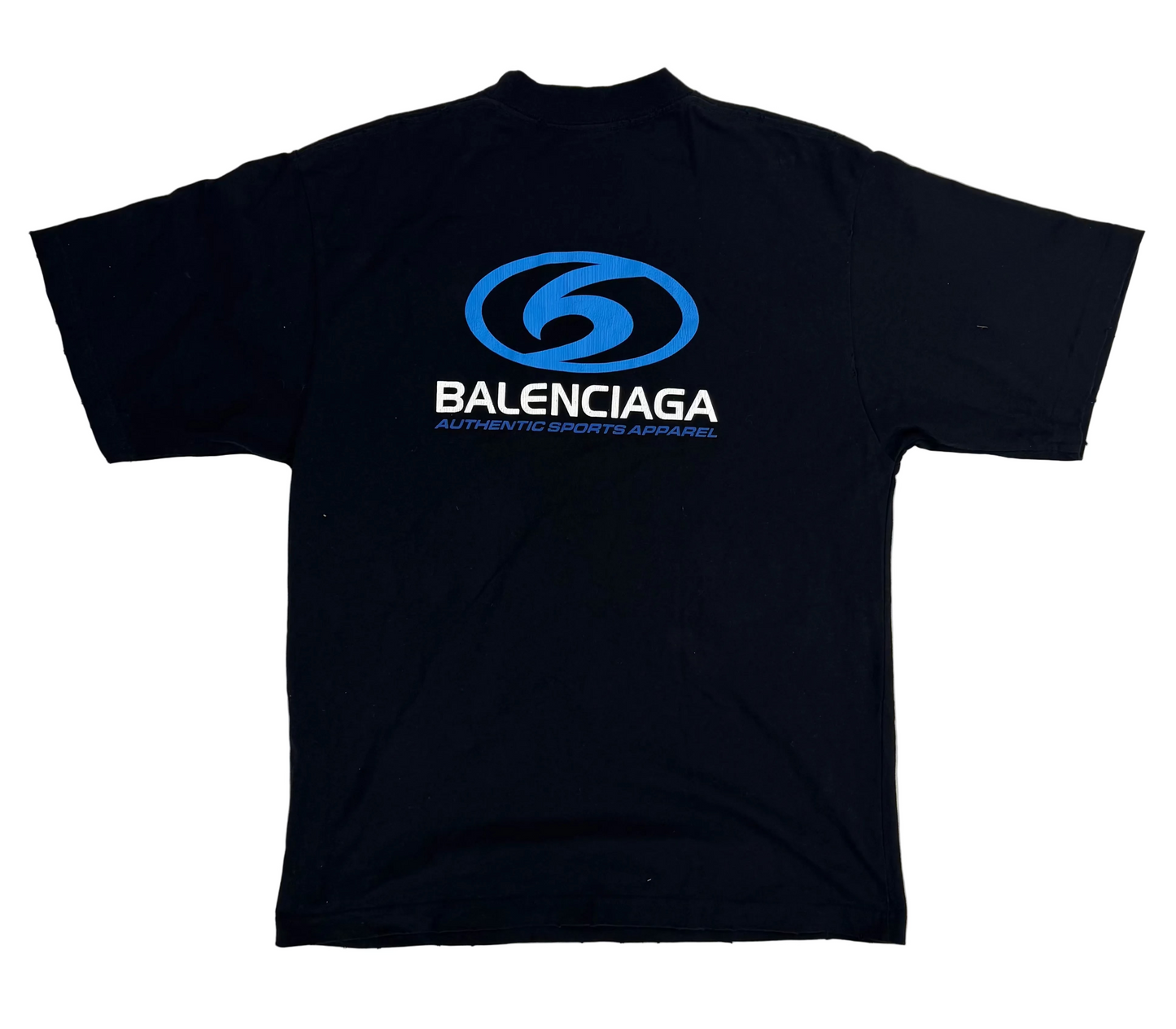 Balenciaga Black & Blue Surfer Logo T-Shirt