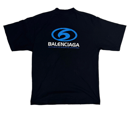 Balenciaga Black & Blue Surfer Logo T-Shirt