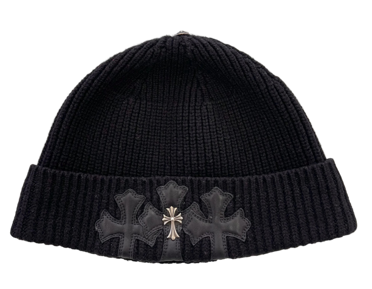 Chrome Hearts Cross 3 Cemetery Cross Patch Beanie Cap Black (Pre-Owned)