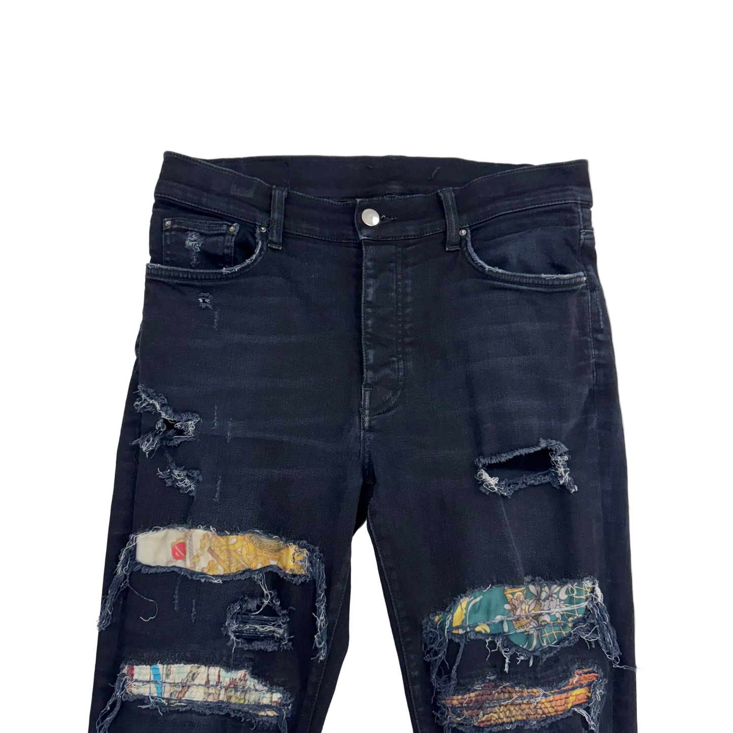 Amiri Scarves Art Patch Jeans in Antique Black (Pre-Owned)