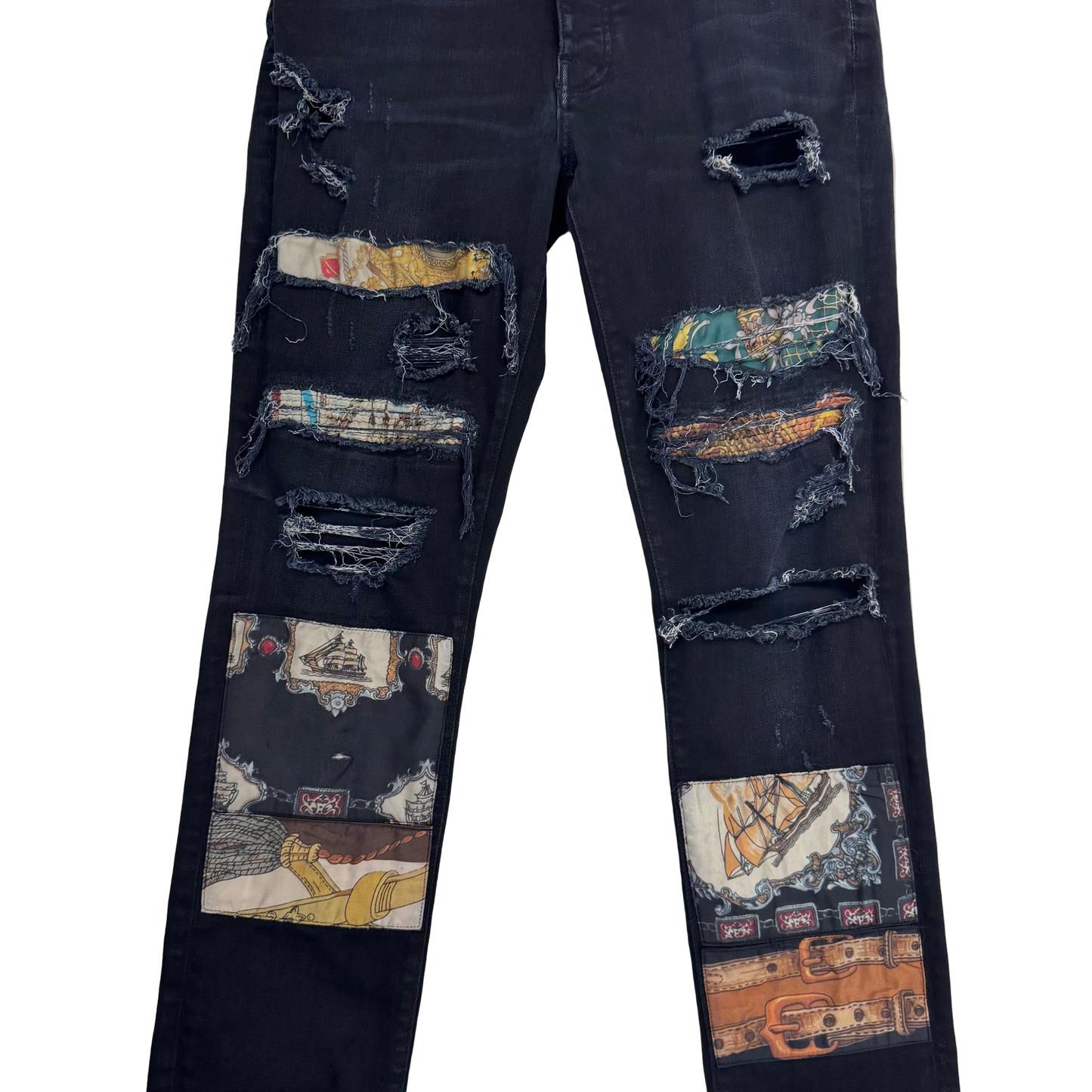 Amiri Scarves Art Patch Jeans in Antique Black (Pre-Owned)