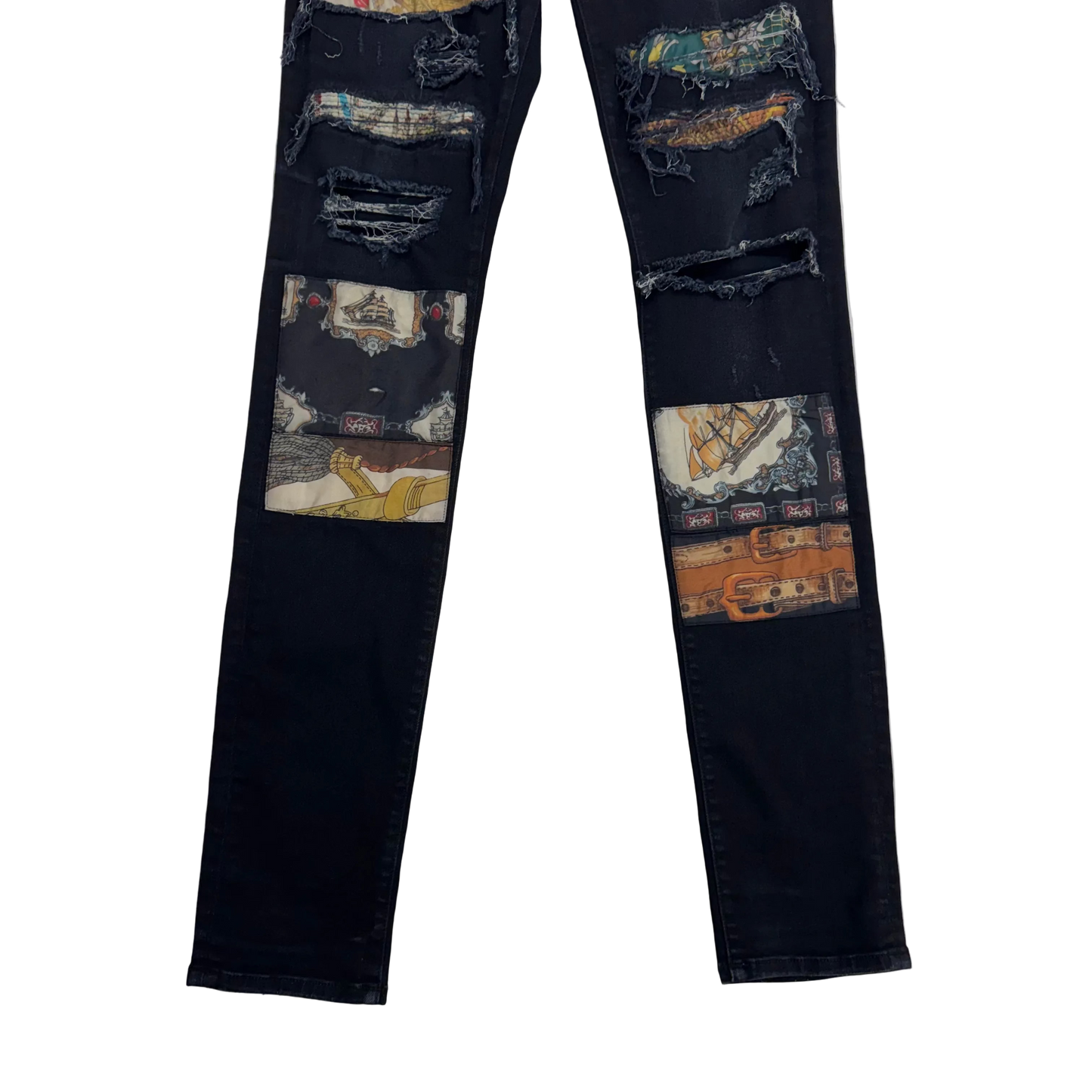 Amiri Scarves Art Patch Jeans in Antique Black (Pre-Owned)