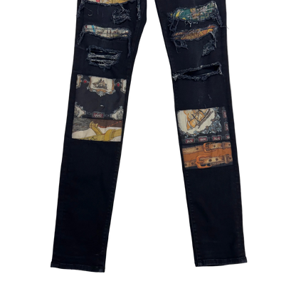 Amiri Scarves Art Patch Jeans in Antique Black (Pre-Owned)