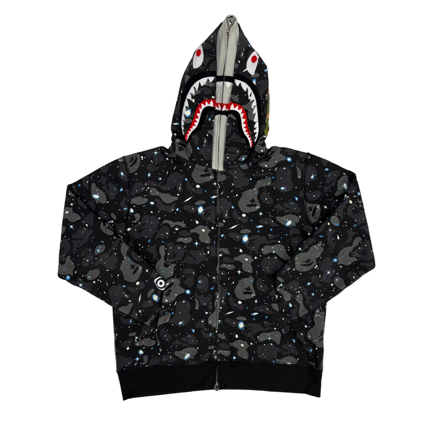 BAPE Space Camo Shark Full Zip Double Hoodie Black Multi (Pre-Owned)