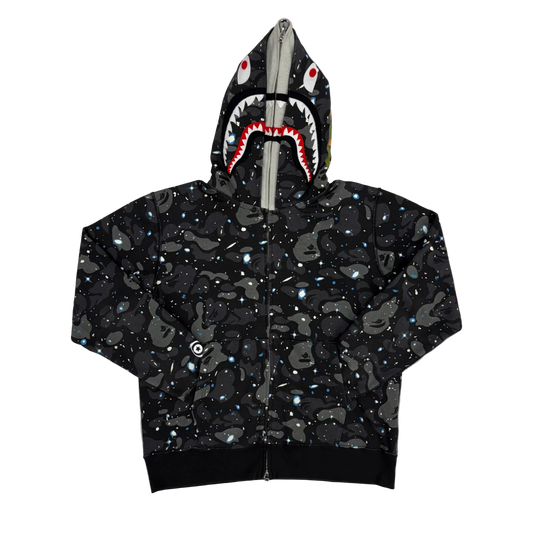 BAPE Space Camo Shark Full Zip Double Hoodie Black Multi (Pre-Owned)