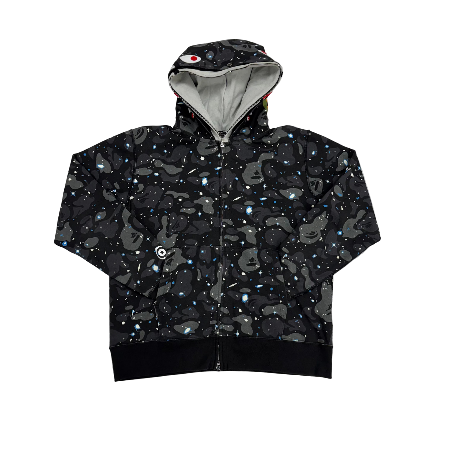 BAPE Space Camo Shark Full Zip Double Hoodie Black Multi (Pre-Owned)
