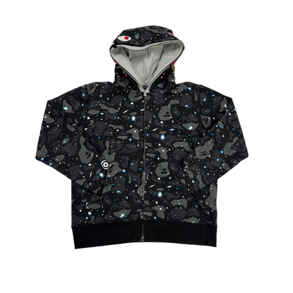 BAPE Space Camo Shark Full Zip Double Hoodie Black Multi (Pre-Owned)