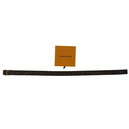 Louis Vuitton Dark Brown Leather Plate Buckle Men's Belt 90/36 (Pre-Owned)