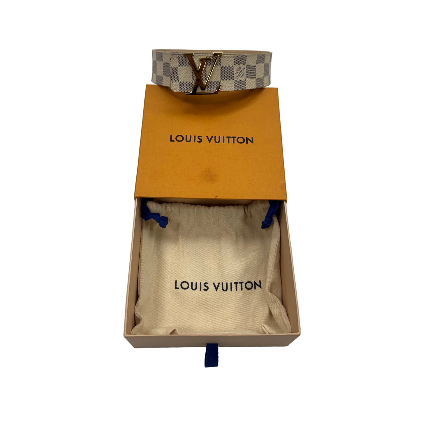 Louis Vuitton Belt Initiales Damier Azur Blue/White 90/36 (Pre-Owned)