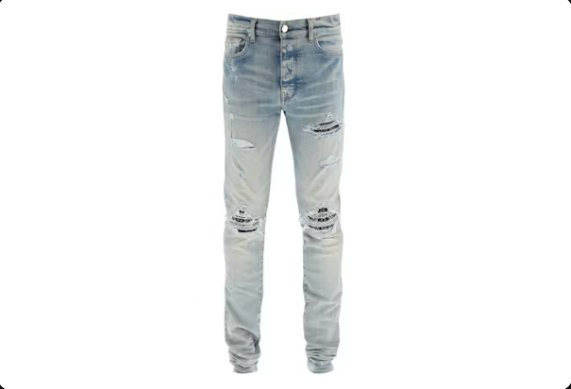 AMIRI MX1 Destroyed Bandana Jeans Clay Indigo (Pre-Owned)