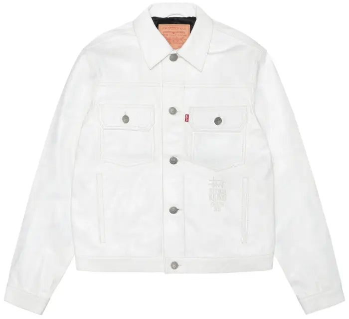 Stussy x Levi's Leather Trucker Jacket 'Tofu'