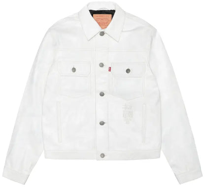 Stussy x Levi's Leather Trucker Jacket 'Tofu'