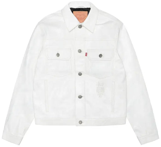 Stussy x Levi's Leather Trucker Jacket 'Tofu'