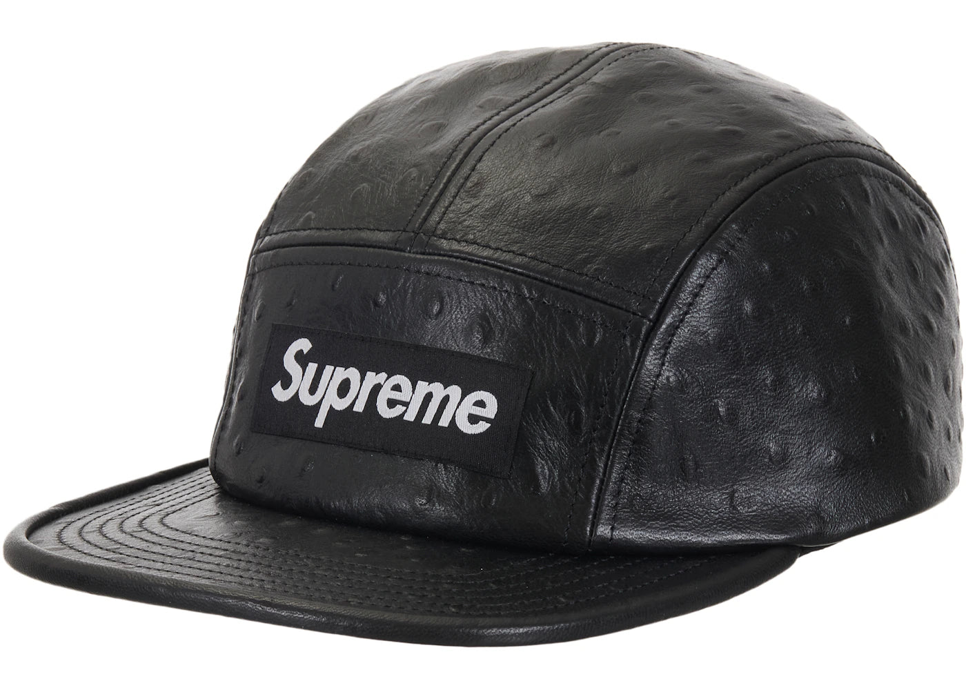 Supreme Ostrich Embossed Leather GORE-TEX Camp Cap Black