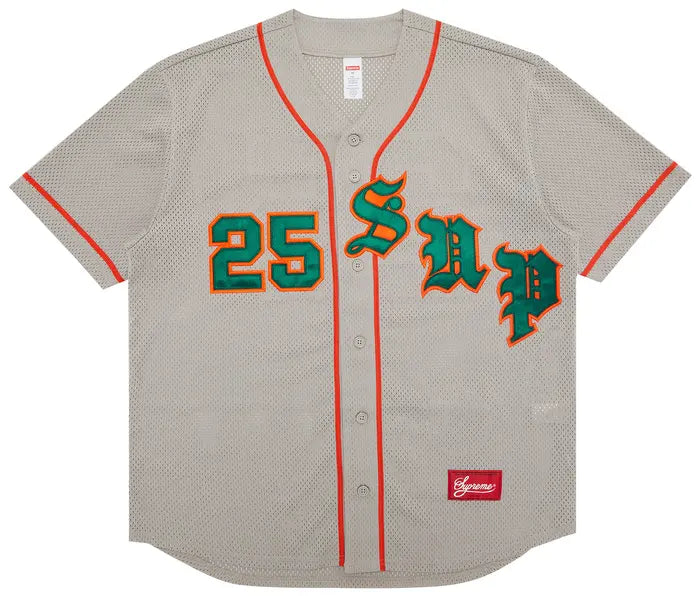 Supreme Old English Baseball Jersey 'Grey'