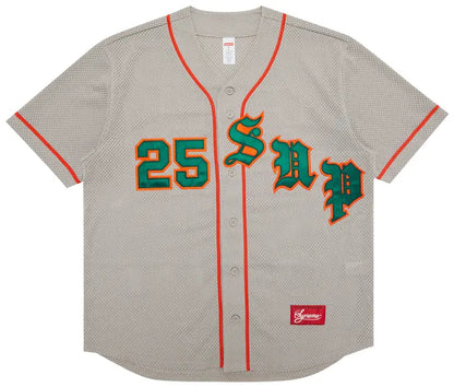Supreme Old English Baseball Jersey 'Grey'