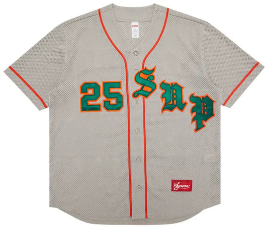 Supreme Old English Baseball Jersey 'Grey'